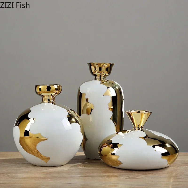 Nordic Style Home Decoration Ceramic Vase Dried Flower Flower Arrangement TV Cabinet Living Room Desktop Wine Cabinet Decoration