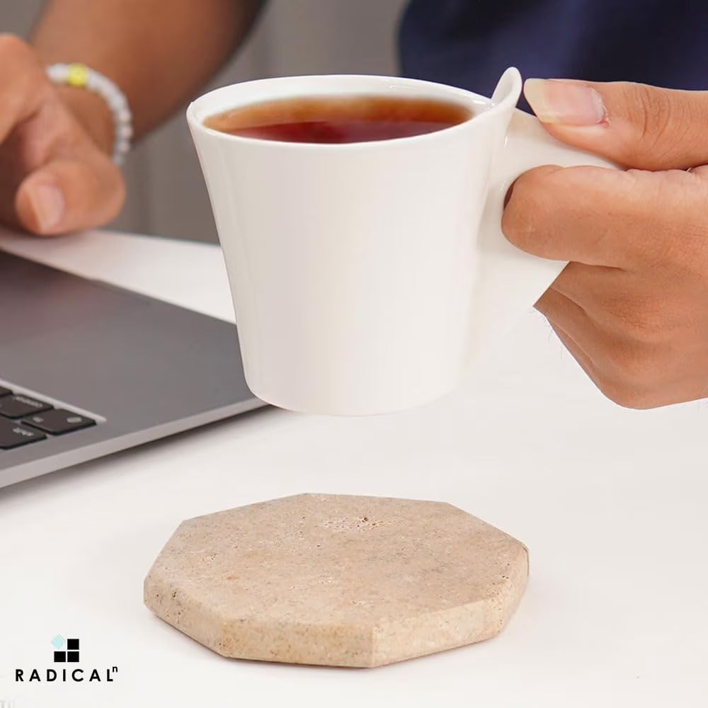 Travertine Coasters 3.5 Inch Handmade Star Stone Coasters for Coffee Table, Ideal Coasters Set of 6 for Drinks, Elegant Coaster for Kitchen & Dining Table Decor