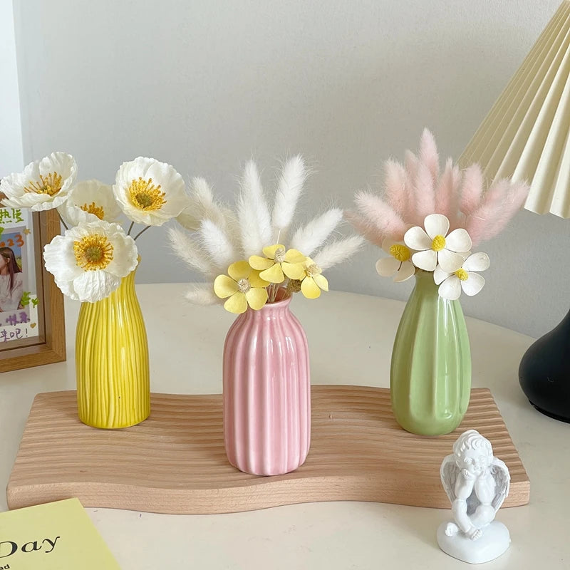 Mini Ceramics Vase Decorative Vase Wedding Table Flower Vase Bud Flower Plant Pot Desktop Ornament Decorative Vase Florero