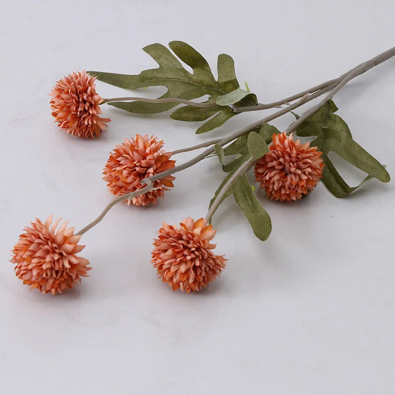 Ins Dandelion Flower Ball Branch Silk Artificial Flowers Home Wedding Decor Flore Arrangement Accessaries Fake Flores