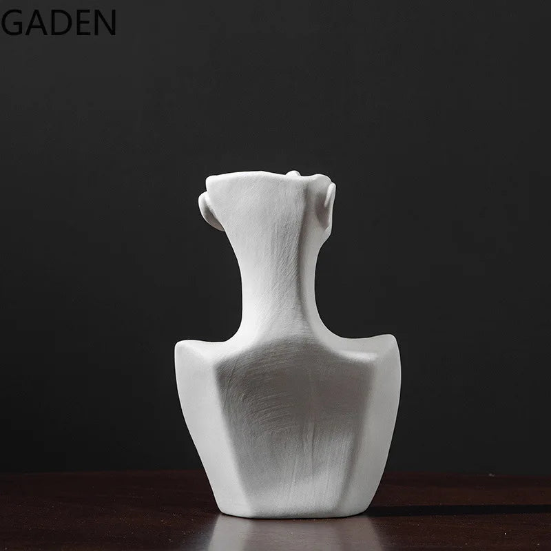 Ceramic Dried Flower Vase Home Art Deco Vase Nordic White Handicraft Decoration Living Room Desktop Flower Arrangement Vase
