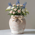 Ceramic Flower Vase for Home Decor, 6.5 Inch Small Terracotta Vases for Farmhouse Rustic Living Room Table Centerpieces Decorative (Neutral)