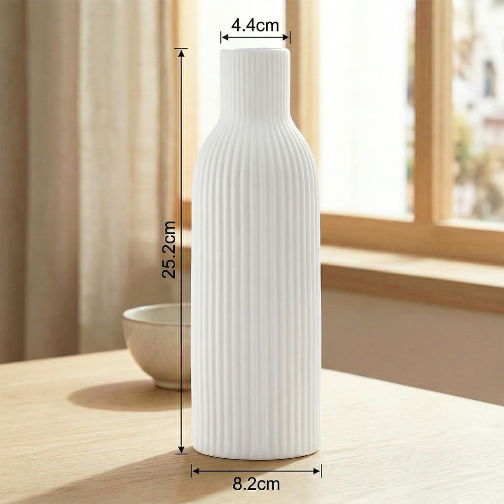 Weiß Keramik Vasen 25CM | Iconic Home Vase Für Pampasgras & Trockenblumen | Moderne Tischdeko | Neutral Boho Skandinavische Vase Hoch Für Wohnzimmer