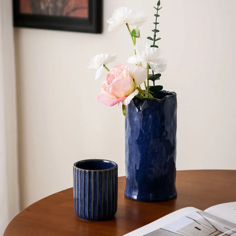 European Light Luxury High-End Vase Home Soft Mini Hydroponic Vase Decorative Ornament Flower Arrangement Ceramic Vase