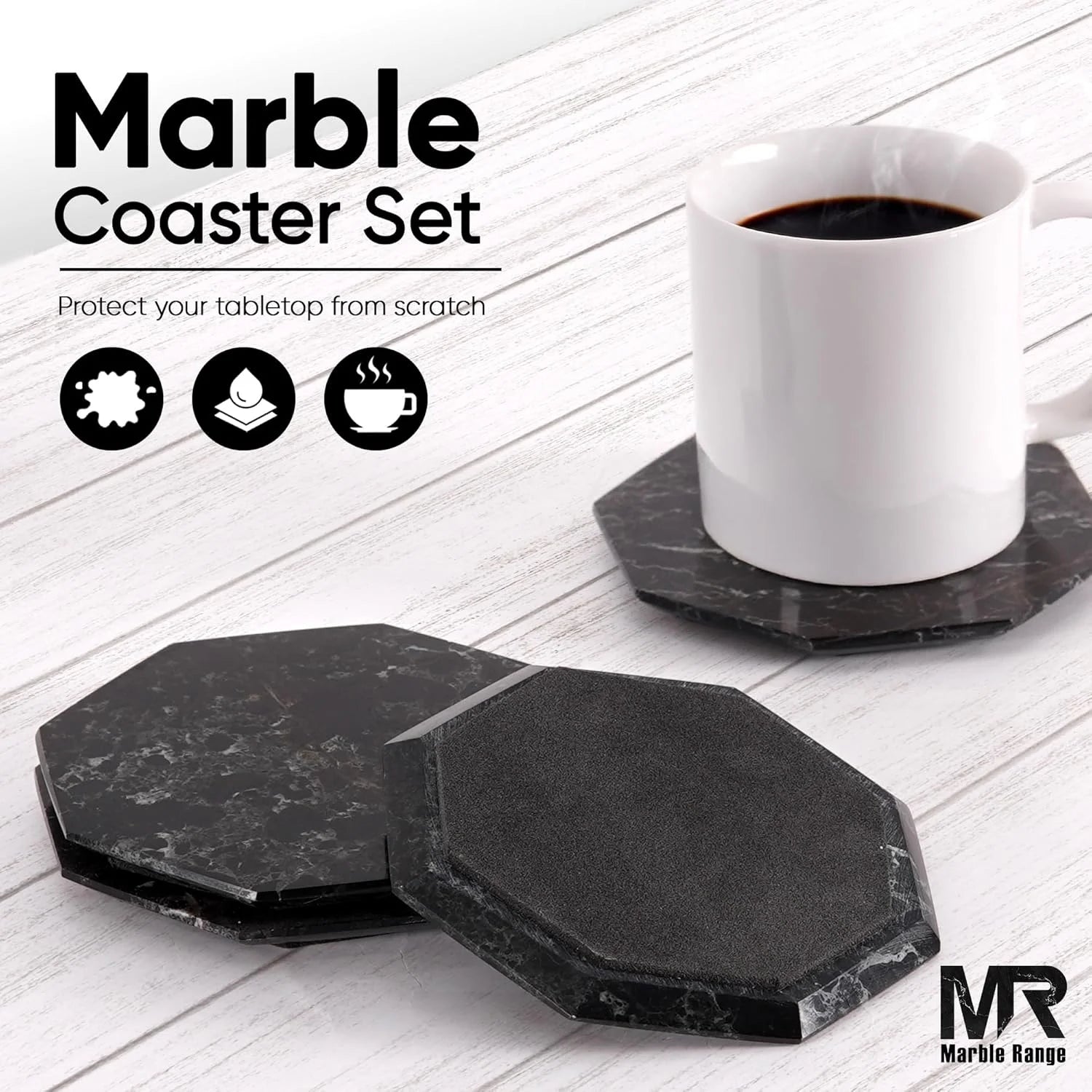 Marble Coasters Set of 6 Handmade 3.5 Inch Oceanic Coasters for Drinks, Stylish Star Coaster Set for Drinking, Ideal Coaster Set for Dining and Coffee Tables