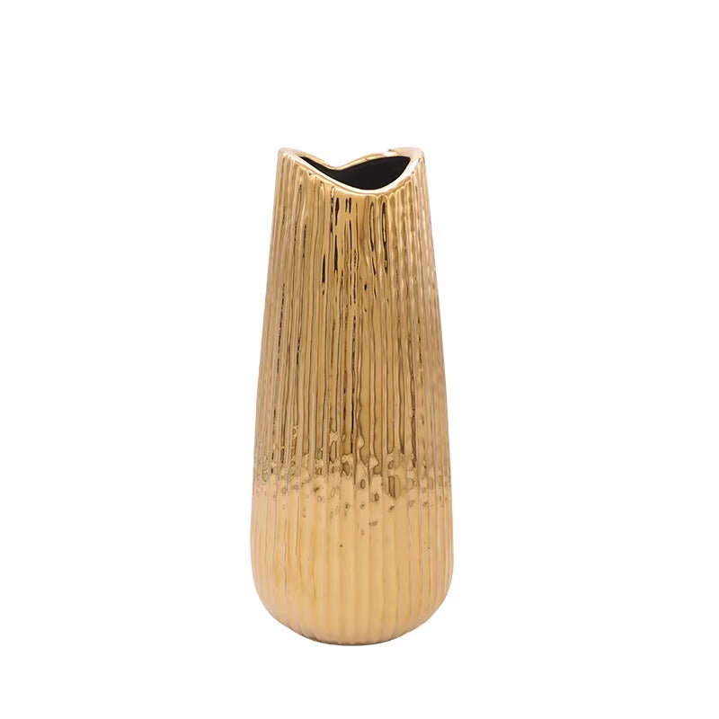Golden Ceramic Vase Home Decor Flower Arrangement Vase Living Room Decor Modern Wedding Decoration Ceramic Vases Gifts