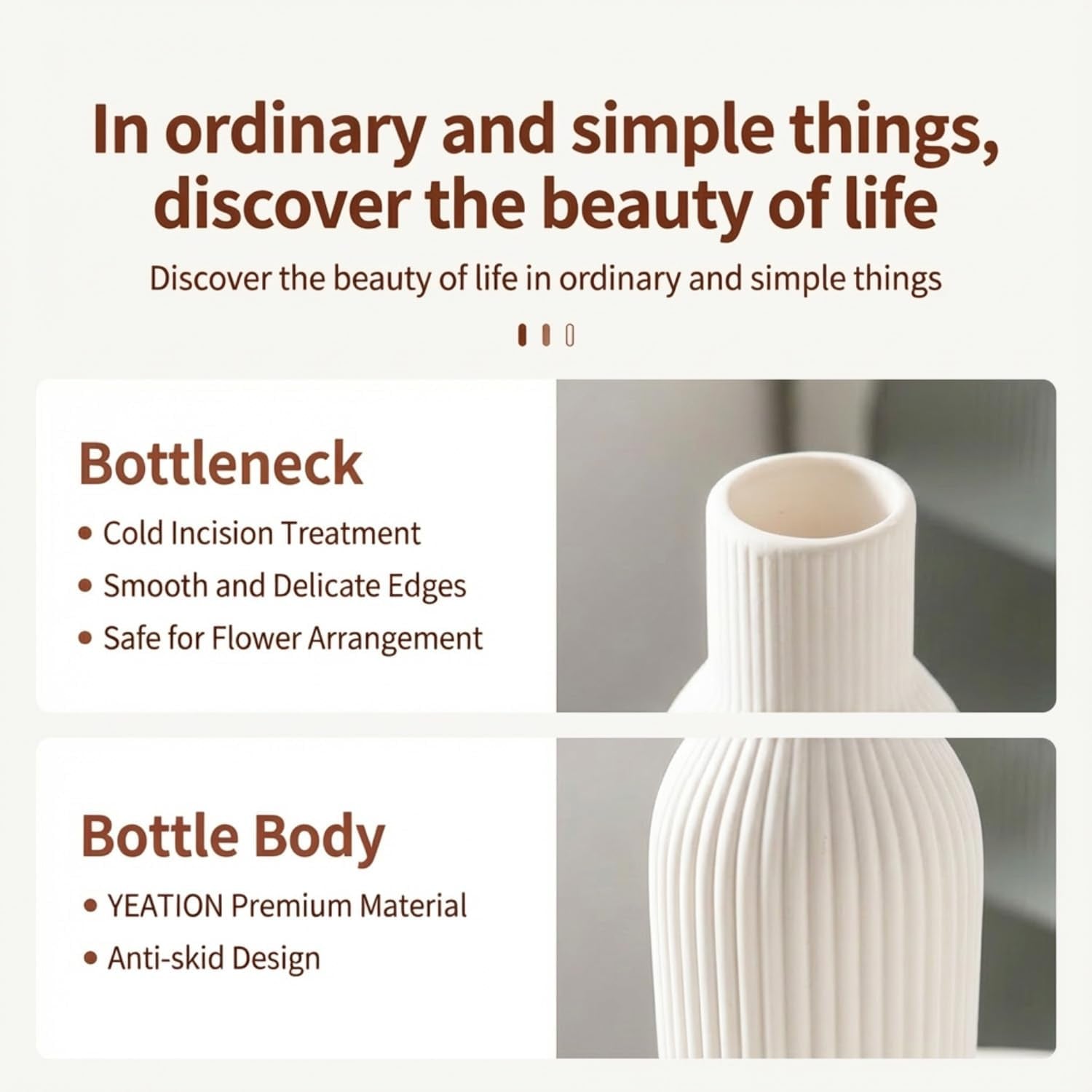 Weiß Keramik Vasen 25CM | Iconic Home Vase Für Pampasgras & Trockenblumen | Moderne Tischdeko | Neutral Boho Skandinavische Vase Hoch Für Wohnzimmer