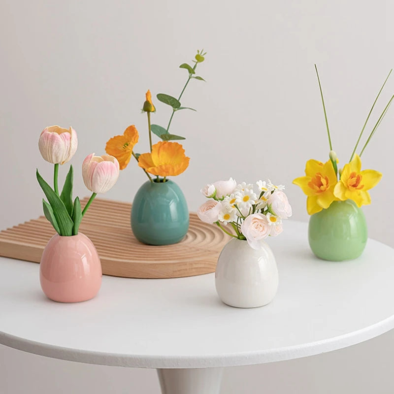 Mini Ceramics Vase Decorative Vase Wedding Table Flower Vase Bud Flower Plant Pot Desktop Ornament Decorative Vase Florero