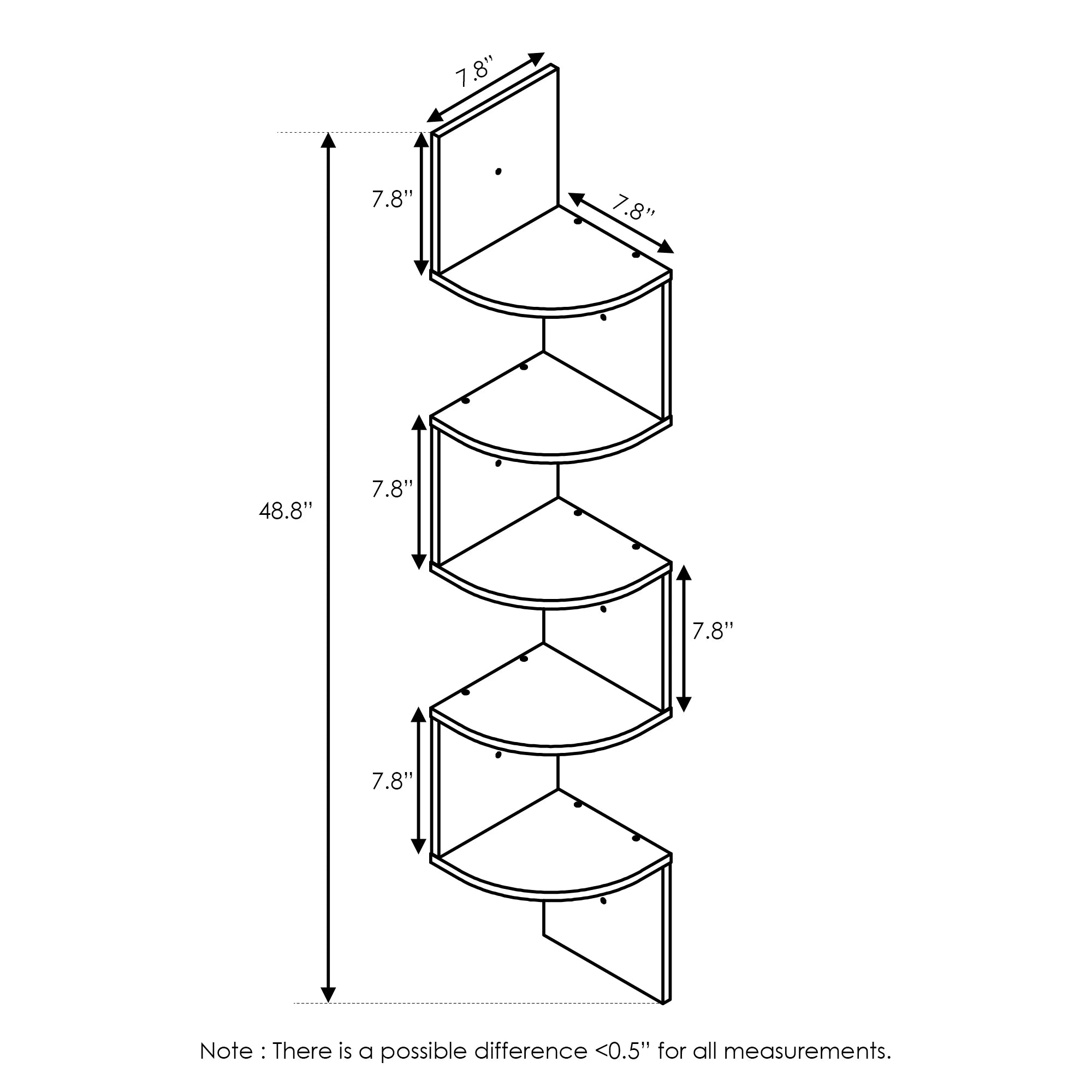 5-Tier Floating Corner Shelf | Cove & Co.
