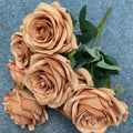 9 Heads 1 Bunch Camellia Rose Artificial Flower Holding Bouquets Party Wedding Scene Display Room Home Decor Fake Floral Gifts
