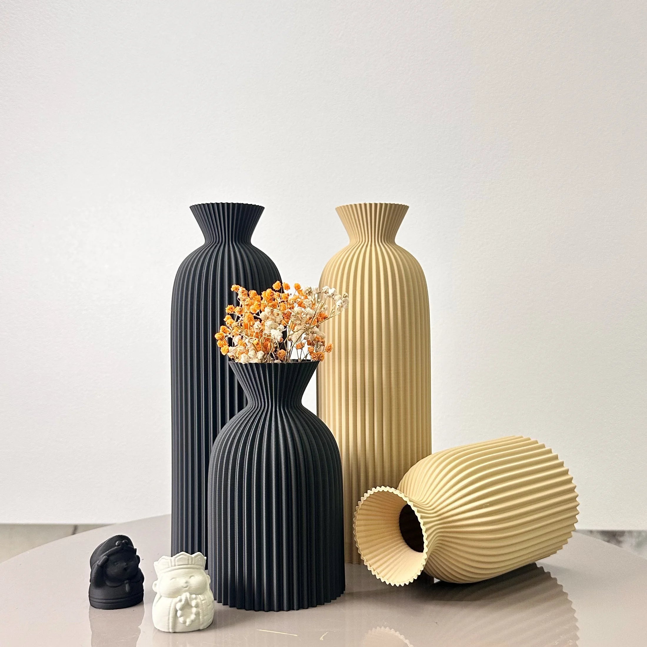 2-Piece Set of Wavy Pattern Art Dry Vase, Dried Flower Vase, Suitable for Home Desktop Decoration Vase, Foyer Decoration Vase, Dried Flower Vase, Office Decoration Vase Ornament, Best Holiday Gift