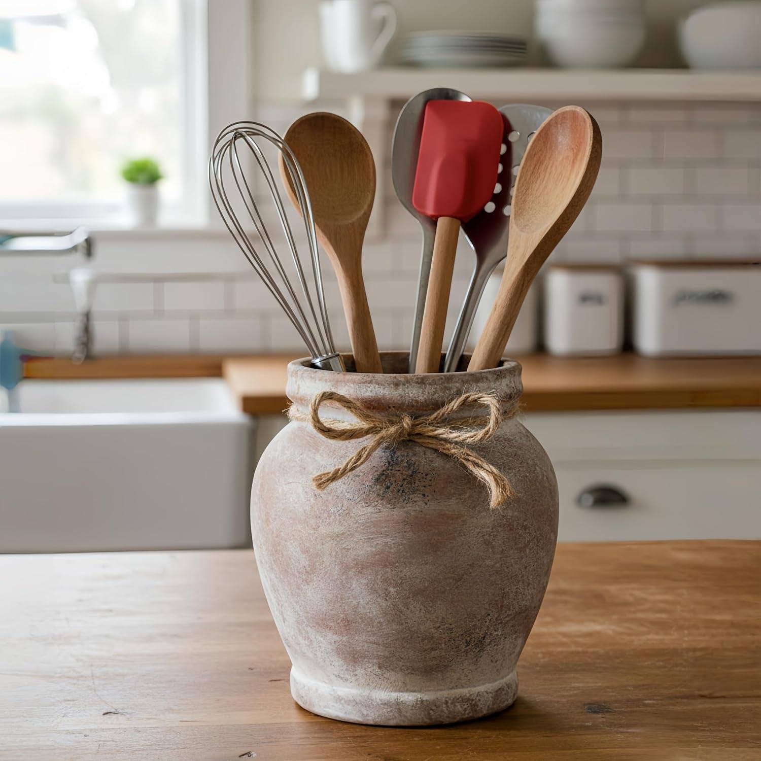 Ceramic Flower Vase for Home Decor, 6.5 Inch Small Terracotta Vases for Farmhouse Rustic Living Room Table Centerpieces Decorative (Neutral)