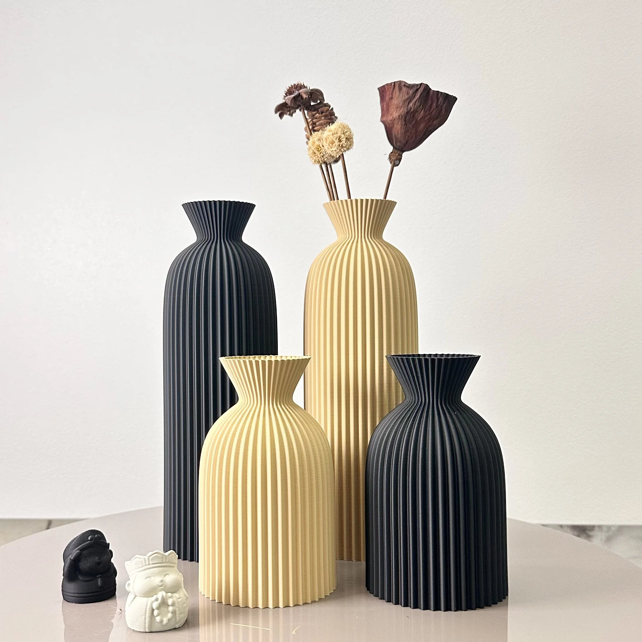2-Piece Set of Wavy Pattern Art Dry Vase, Dried Flower Vase, Suitable for Home Desktop Decoration Vase, Foyer Decoration Vase, Dried Flower Vase, Office Decoration Vase Ornament, Best Holiday Gift