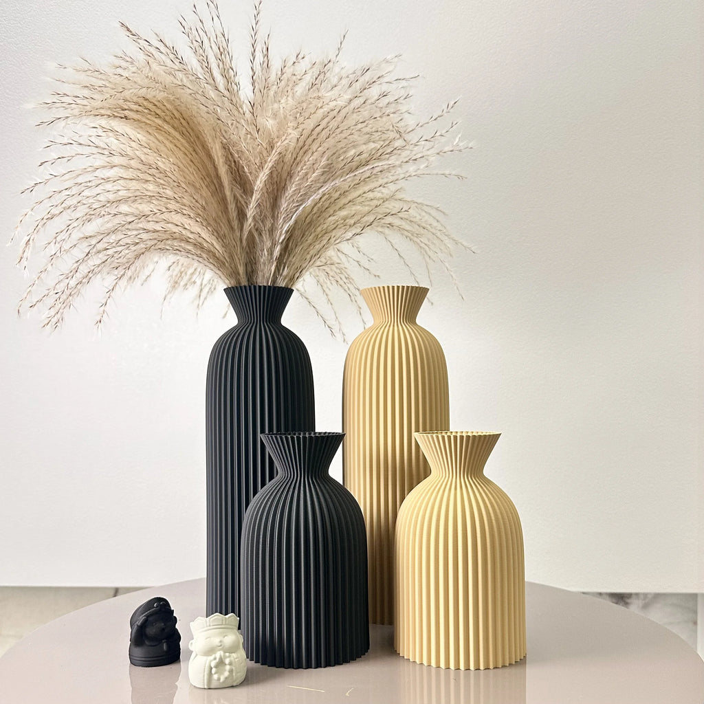 2-Piece Set of Wavy Pattern Art Dry Vase, Dried Flower Vase, Suitable for Home Desktop Decoration Vase, Foyer Decoration Vase, Dried Flower Vase, Office Decoration Vase Ornament, Best Holiday Gift