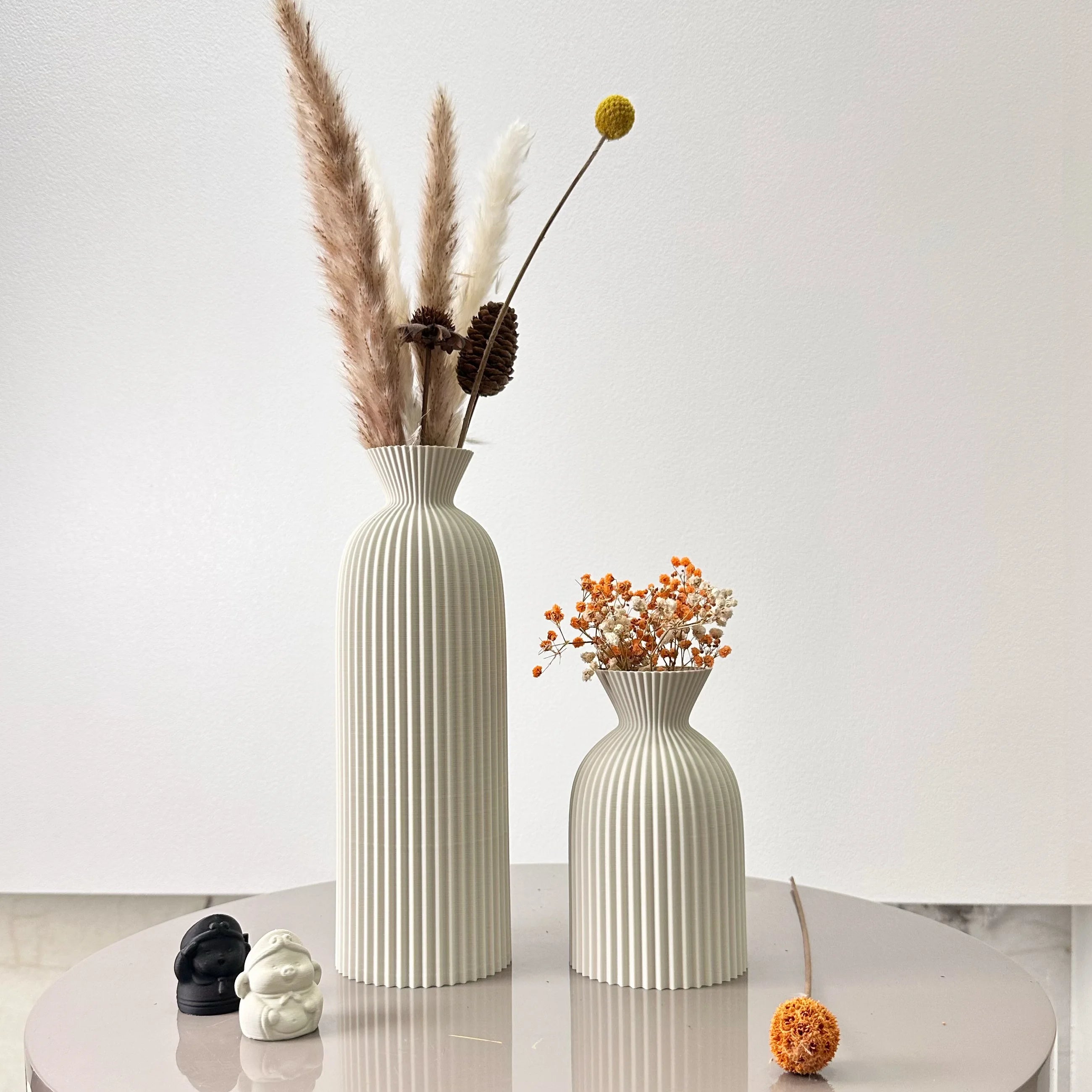 2-Piece Set of Wavy Pattern Art Dry Vase, Dried Flower Vase, Suitable for Home Desktop Decoration Vase, Foyer Decoration Vase, Dried Flower Vase, Office Decoration Vase Ornament, Best Holiday Gift