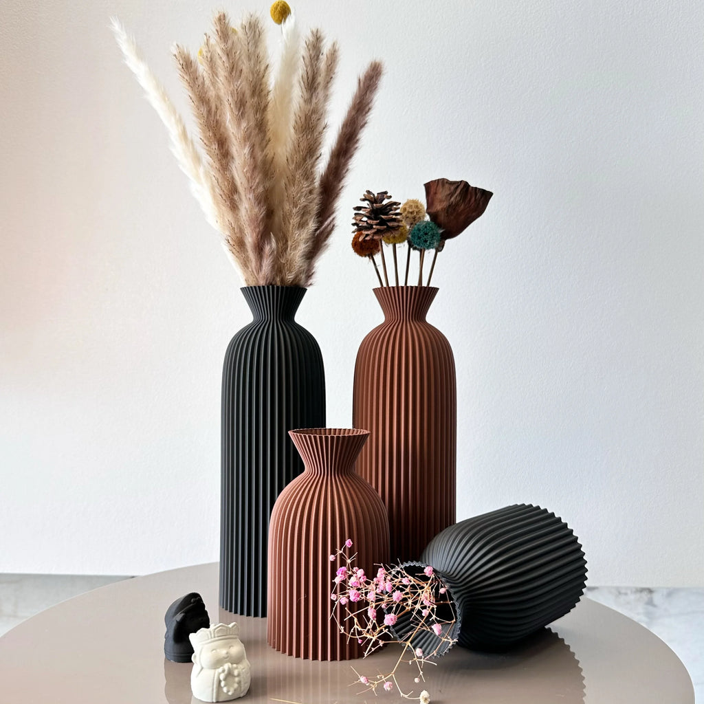 2-Piece Set of Wavy Pattern Art Dry Vase, Dried Flower Vase, Suitable for Home Desktop Decoration Vase, Foyer Decoration Vase, Dried Flower Vase, Office Decoration Vase Ornament, Best Holiday Gift
