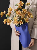 Handcrafted Modern Klein Blue Wavy Vase - Unique Dinner Party Decorative Centrepiece