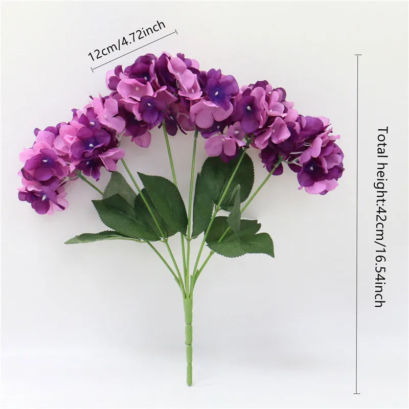 Large 6 Heads Artificial Flower Bunch Silk Hydrangea Wedding Bridal Bouquet Fake Floral Home Table Decor Christmas Party Gift