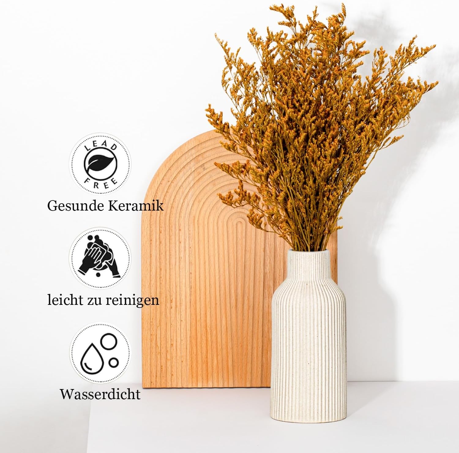 20Cm Ceramic Vase Beige Matte round Modern Design, Boho Style for Aesthetic Decoration, Keeping Flower for Living Room, Bedroom Decoration, Simple Nordic Style (Beige)