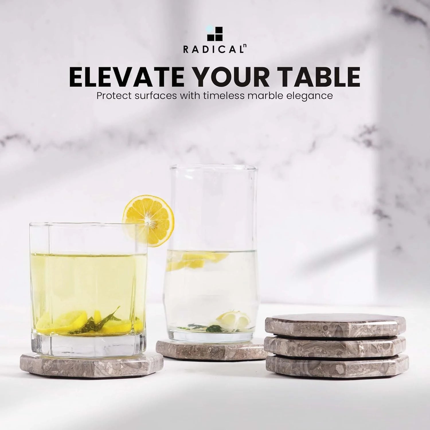 Marble Coasters Set of 6 Handmade 3.5 Inch Oceanic Coasters for Drinks, Stylish Star Coaster Set for Drinking, Ideal Coaster Set for Dining and Coffee Tables