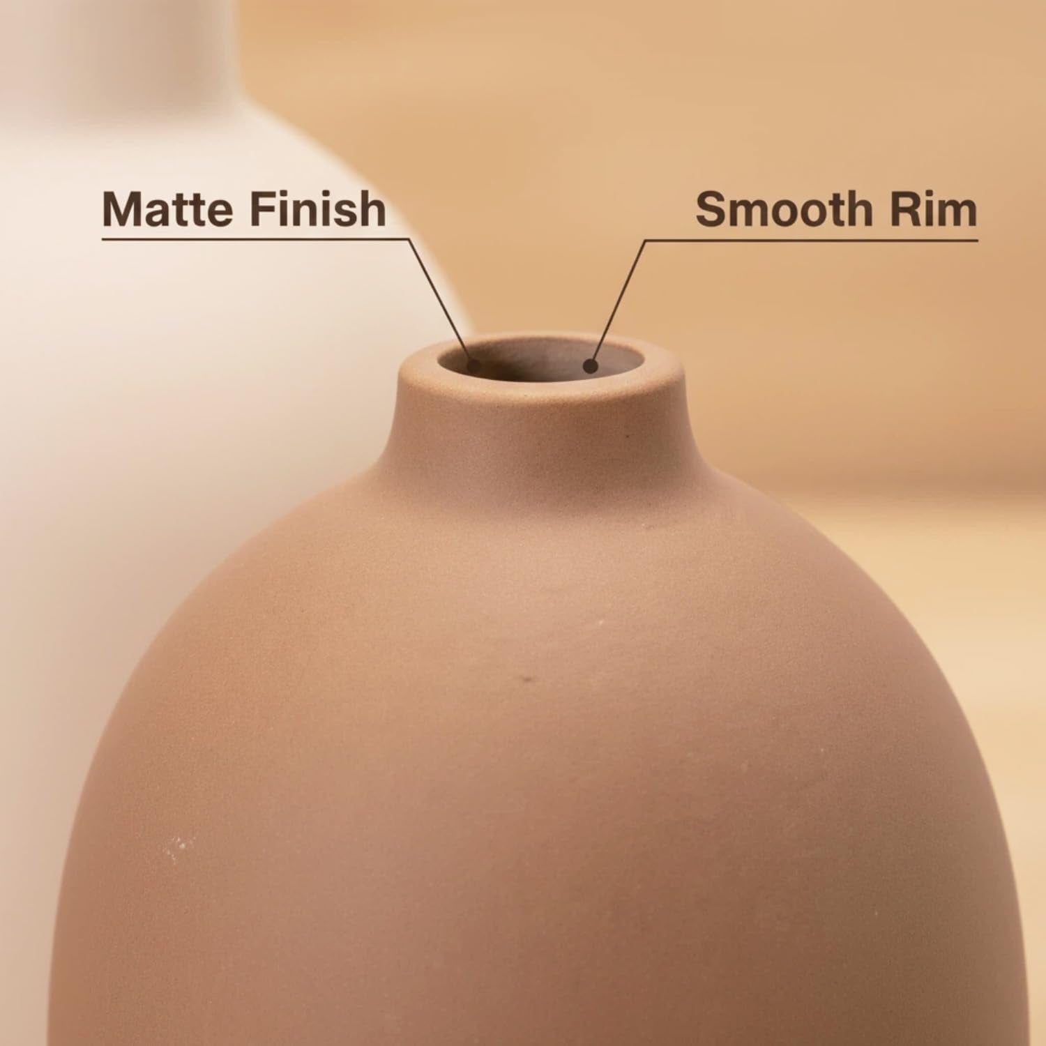 Keramik Vasen Set 5-Teilig | Iconic Home Vase Für Pampasgras & Trockenblumen | Moderne Tischdeko in Beige & Braun | Neutral Boho Skandinavische Vase Hoch Für Wohnzimmer