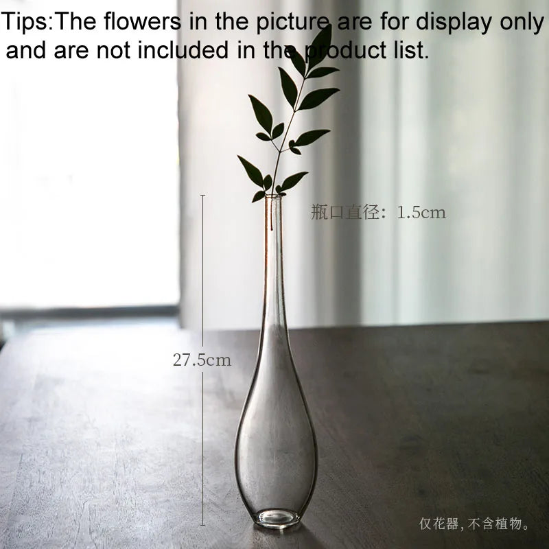 Japanese Simple Glass Vase Transparent Hydroponics Vase Zen Modern Home Decor Office Desktop Decoration Floral Flower Insert