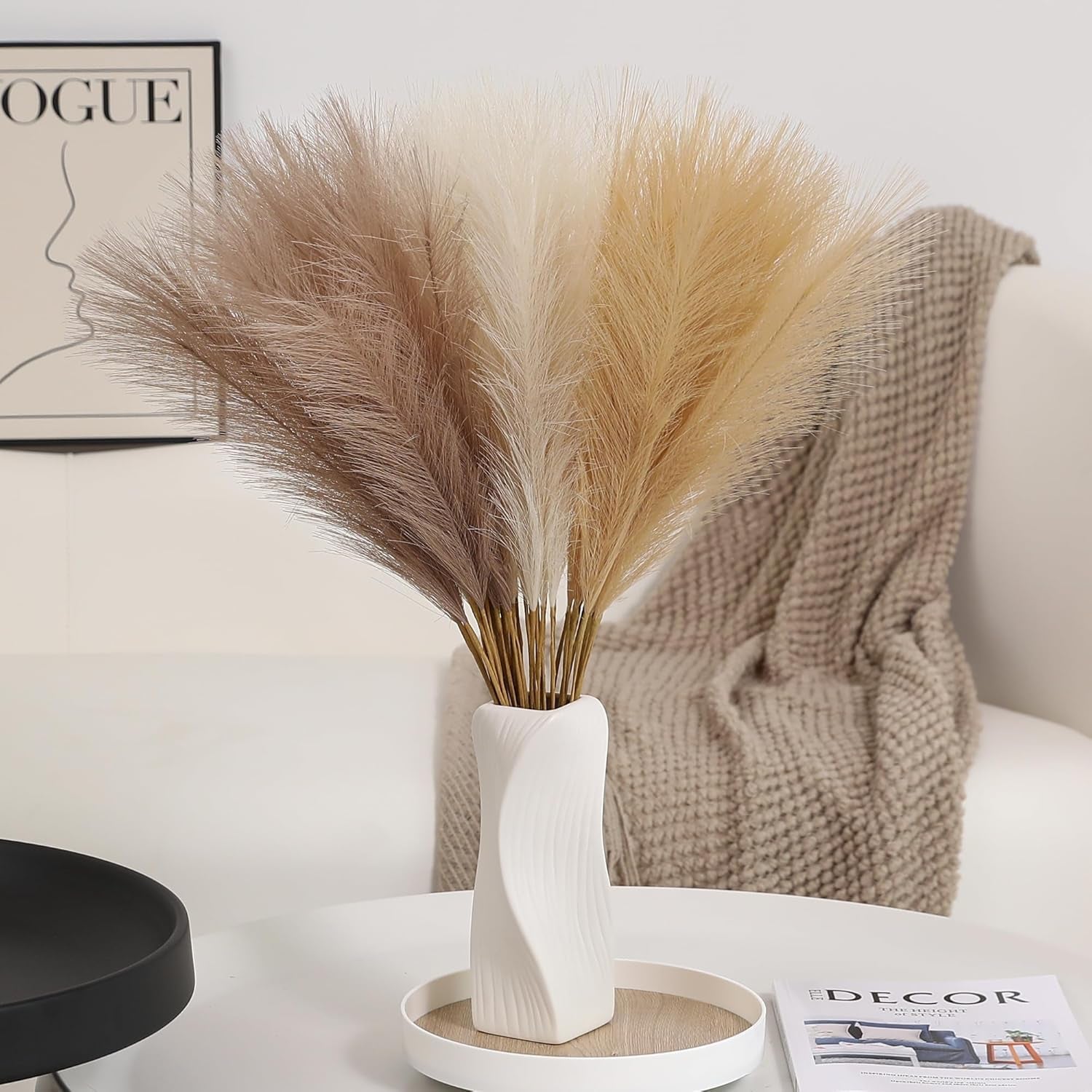 30Pcs Pampas Grass Decor - 24 Inch Boho Home Decor, Artificial Pompas Floral, Small Faux Pompous Grass for Table Centerpieces, Wedding and Baby Shower Decorations