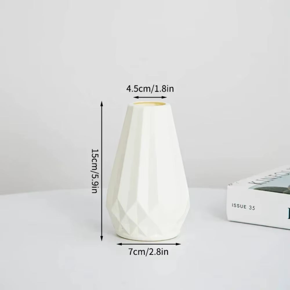 Diamond Shaped Flower Vase Fashion Imitation Ceramic Plastic Flower Pot Nordic Style Modern Flower Arrangement Living Room