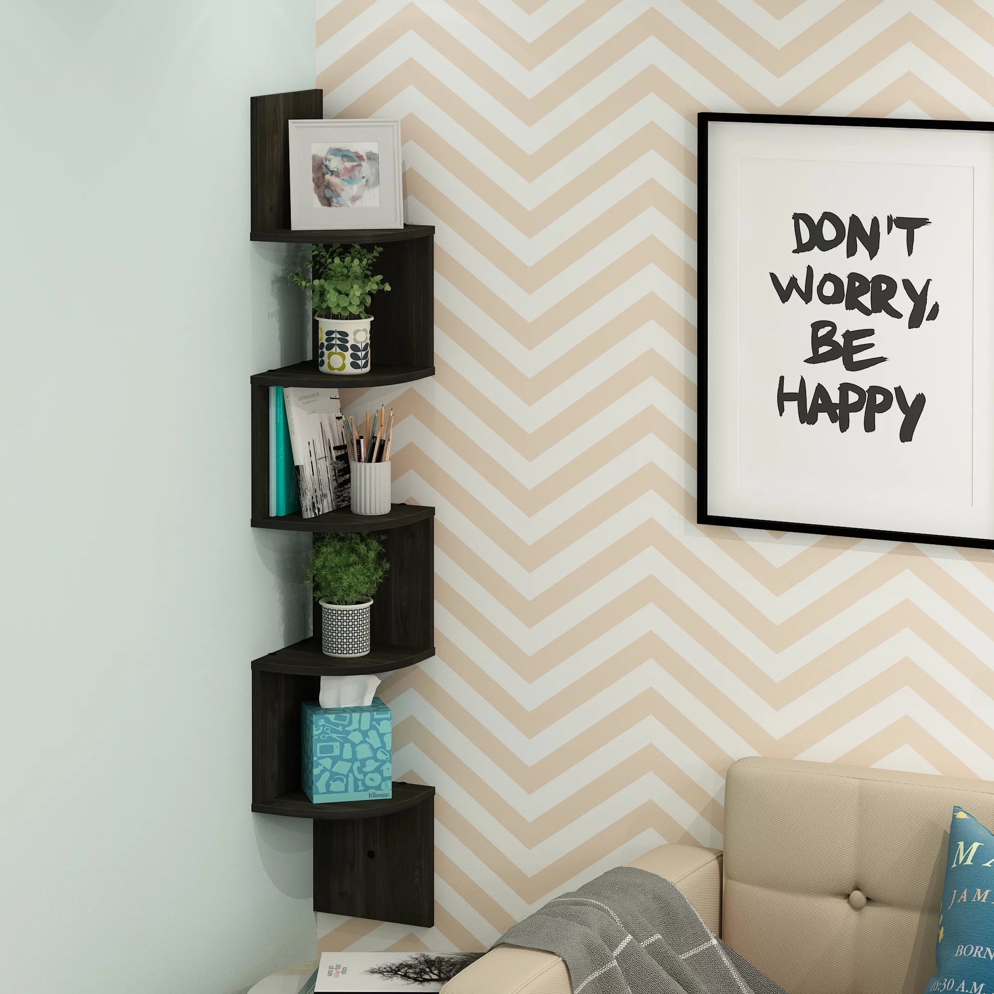 5-Tier Floating Corner Shelf | Cove & Co.