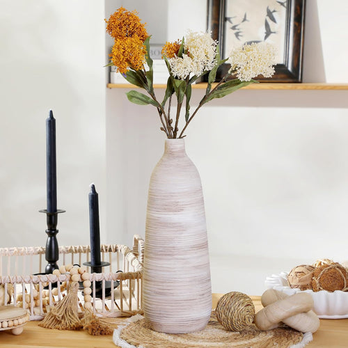18In Extra Large Floor Vase for Living Room Decor,Earthy Vessel for Tall Pampas Grass,Cream Beige Centerpieces for Neutral Room Aesthetic,Midcentury Modern,Cottagecore Home Decor